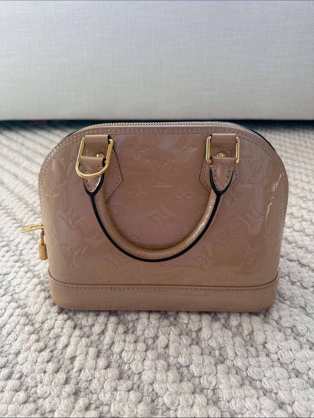 Louis Vuitton Nude Patent Vernis Alma BB Top Handle Bag